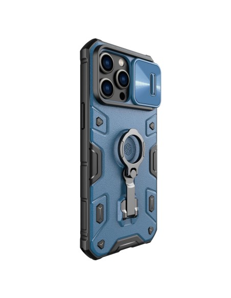 Nillkin CamShield Armor Pro Case iPhone 14 Pro Max šarvuotas dangtelis su fotoaparato dangtelio žiedo stovu mėlynas Nillkin CamShield Armor Pro Case iPhone 14 Pro Max šarvuotas dangtelis su fotoaparato dangtelio žiedo stovu mėlynas