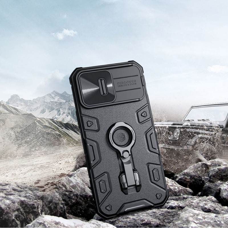 Nillkin CamShield Armor Pro Case iPhone 14 Pro Max šarvuotas dangtelis su fotoaparato dangtelio žiedo stovu mėlynas