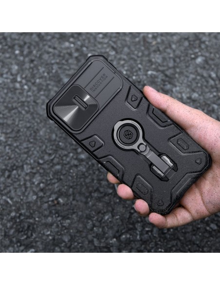 Nillkin CamShield Armor Pro Case iPhone 14 Pro Max šarvuotas dangtelis su fotoaparato dangtelio žiedo stovu mėlynas Nillkin CamShield Armor Pro Case iPhone 14 Pro Max šarvuotas dangtelis su fotoaparato dangtelio žiedo stovu mėlynas