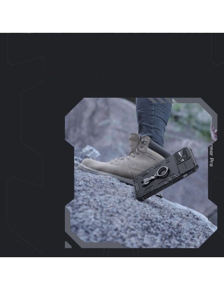 Nillkin CamShield Armor Pro Case iPhone 14 Pro Max šarvuotas dangtelis su fotoaparato dangtelio žiedo stovu mėlynas Nillkin CamShield Armor Pro Case iPhone 14 Pro Max šarvuotas dangtelis su fotoaparato dangtelio žiedo stovu mėlynas