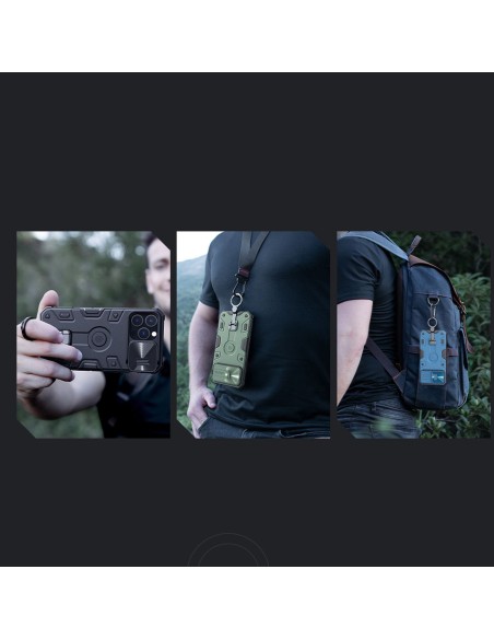 Nillkin CamShield Armor Pro Case iPhone 14 Pro Max šarvuotas dangtelis su fotoaparato dangtelio žiedo stovu mėlynas Nillkin CamShield Armor Pro Case iPhone 14 Pro Max šarvuotas dangtelis su fotoaparato dangtelio žiedo stovu mėlynas