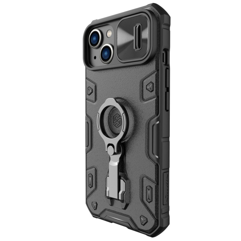 Nillkin CamShield Armor Pro magnetinis dėklas iPhone 14 MagSafe šarvuotas dangtelio stovo žiedas juodas