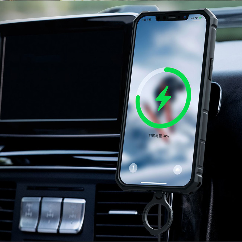 Nillkin CamShield Armor Pro magnetinis dėklas iPhone 14 MagSafe šarvuotas dangtelio stovo žiedas juodas