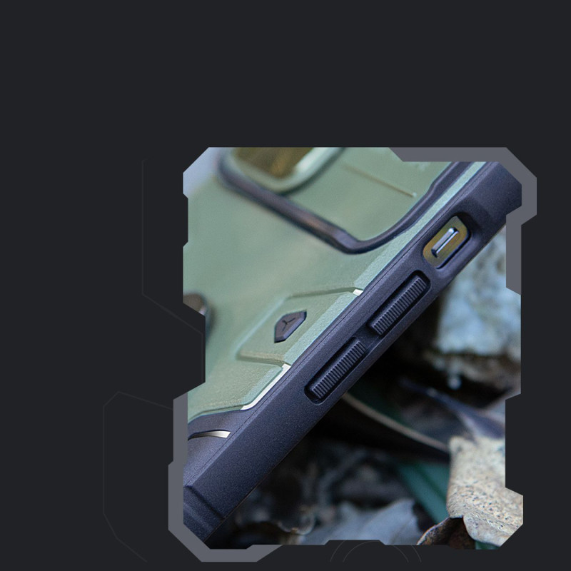 Nillkin CamShield Armor Pro magnetinis dėklas iPhone 14 MagSafe šarvuotas dangtelio stovo žiedas juodas