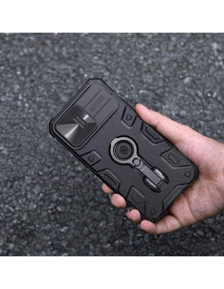 Nillkin CamShield Armor Pro magnetinis dėklas iPhone 14 Pro Magnetic MagSafe dangtelis su fotoaparato apsauga mėlyna