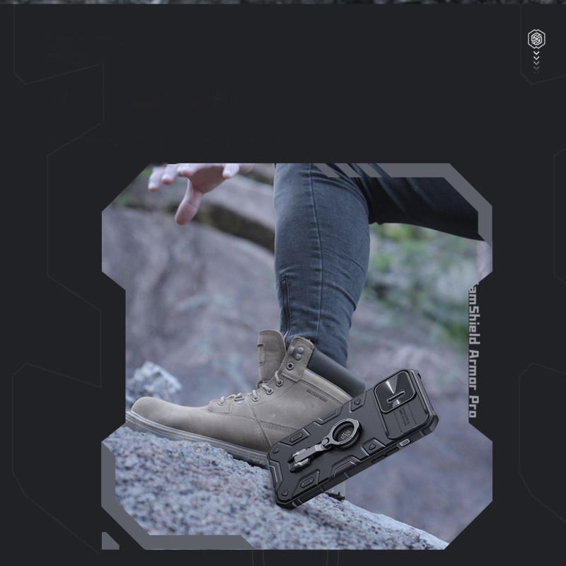 Nillkin CamShield Armor Pro magnetinis dėklas iPhone 14 Pro Magnetic MagSafe dangtelis su fotoaparato apsauga mėlyna