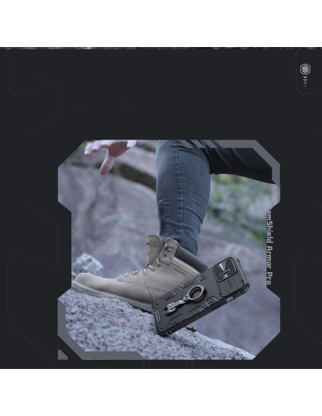 Nillkin CamShield Armor Pro magnetinis dėklas iPhone 14 Pro Magnetic MagSafe dangtelis su fotoaparato apsauga mėlyna