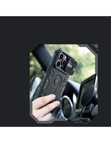 Nillkin CamShield Armor Pro magnetinis dėklas iPhone 14 Pro Magnetic MagSafe dangtelis su fotoaparato apsauga mėlyna