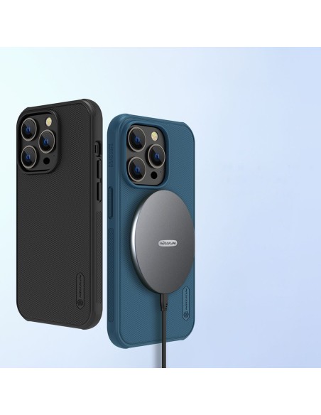 Nillkin Super Frosted Shield Pro magnetinis dėklas, skirtas iPhone 14 Pro su MagSafe magnetine mėlyna spalva