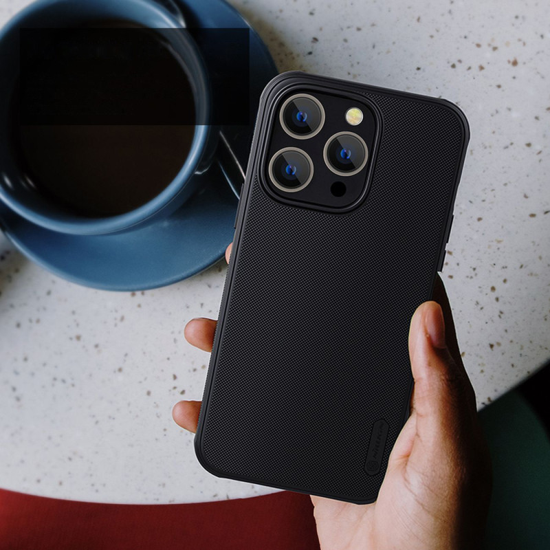 Nillkin Super Frosted Shield Pro magnetinis dėklas, skirtas iPhone 14 Pro su MagSafe magnetine mėlyna spalva