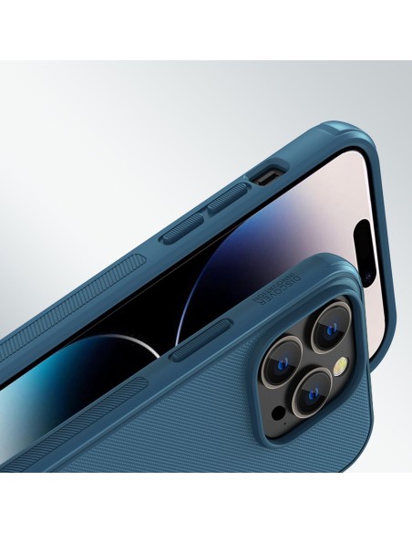 Nillkin Super Frosted Shield Pro magnetinis dėklas, skirtas iPhone 14 Pro su MagSafe magnetine mėlyna spalva