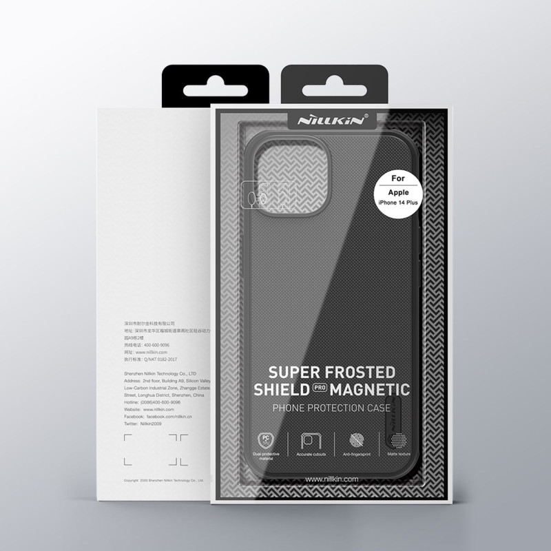 Nillkin Super Frosted Shield Pro magnetinis dėklas, skirtas iPhone 14 Plus su MagSafe magnetine juoda