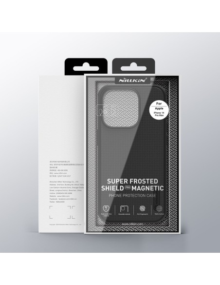 Nillkin Super Frosted Shield Pro magnetinis dėklas, skirtas iPhone 14 Pro Max su MagSafe magnetine mėlyna spalva
