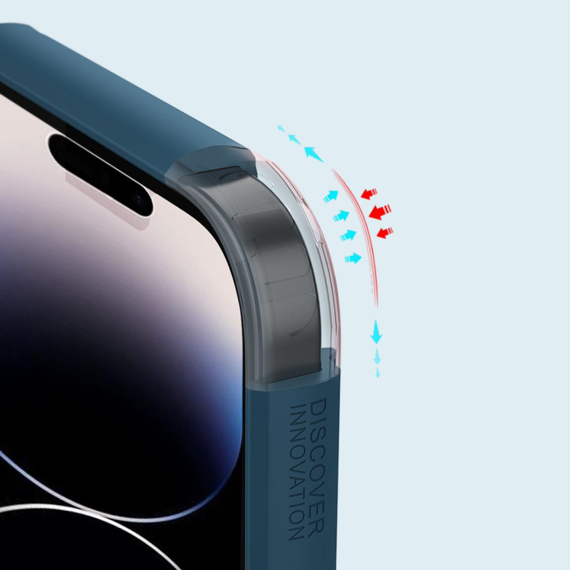 Nillkin Super Frosted Shield Pro magnetinis dėklas, skirtas iPhone 14 Pro Max su MagSafe magnetine mėlyna spalva