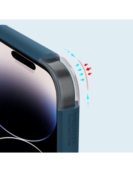 Nillkin Super Frosted Shield Pro magnetinis dėklas, skirtas iPhone 14 Pro Max su MagSafe magnetine mėlyna spalva