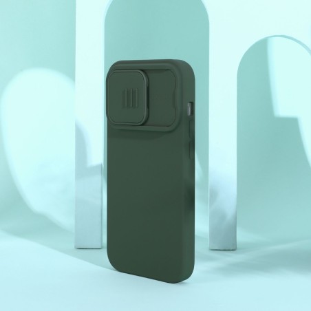 Nillkin CamShield magnetinis silikoninis dėklas iPhone 14 Pro magnetinis MagSafe dangtelis su fotoaparato apsauga žalia Nillkin CamShield magnetinis silikoninis dėklas iPhone 14 Pro magnetinis MagSafe dangtelis su fotoaparato apsauga žalia