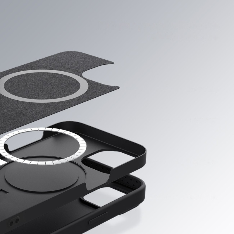 Nillkin CamShield magnetinis silikoninis dėklas iPhone 14 Pro magnetinis MagSafe dangtelis su fotoaparato apsauga žalia
