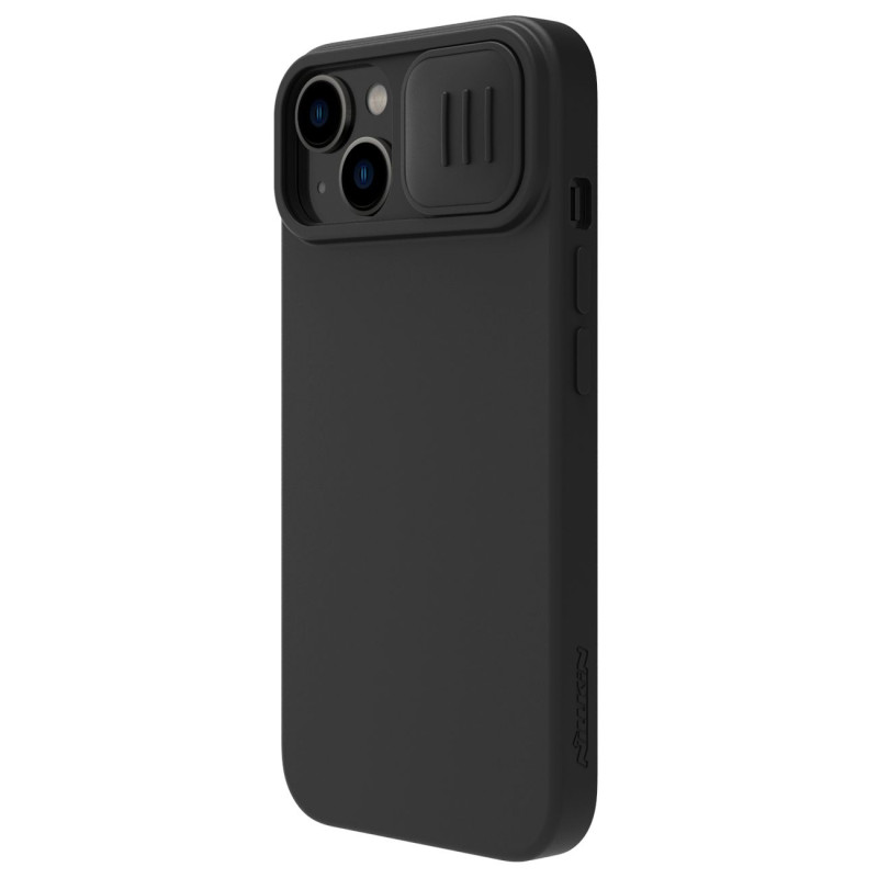 Nillkin CamShield magnetinis silikoninis dėklas iPhone 14 Plus magnetinis MagSafe dangtelis su fotoaparato apsauga juoda