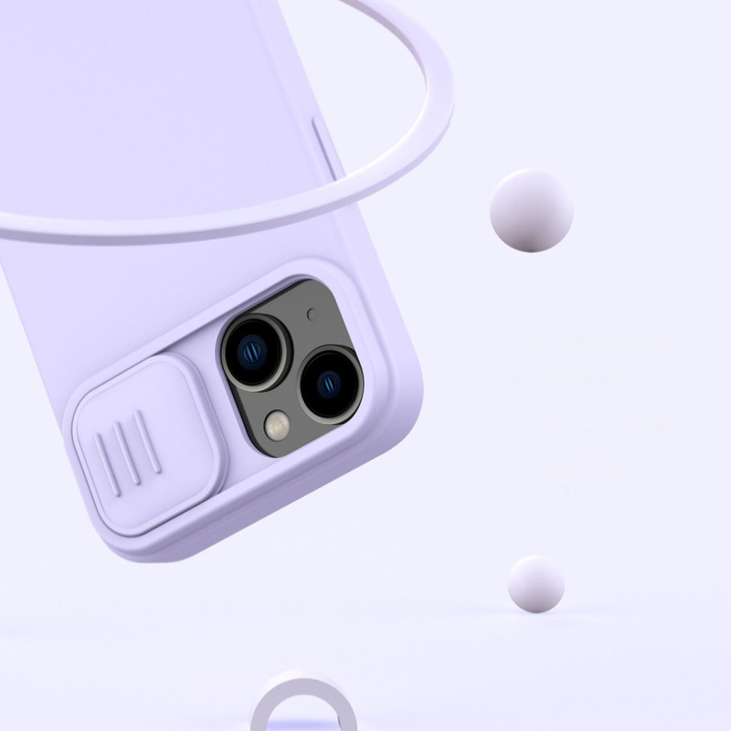 Nillkin CamShield magnetinis silikoninis dėklas iPhone 14 Plus magnetinis MagSafe dangtelis su fotoaparato apsauga mėlyn...