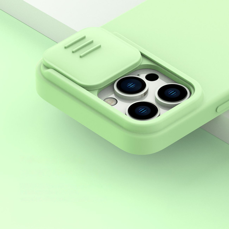 Nillkin CamShield magnetinis silikoninis dėklas iPhone 14 Pro Max magnetinis MagSafe dangtelis su fotoaparato apsauga ža...