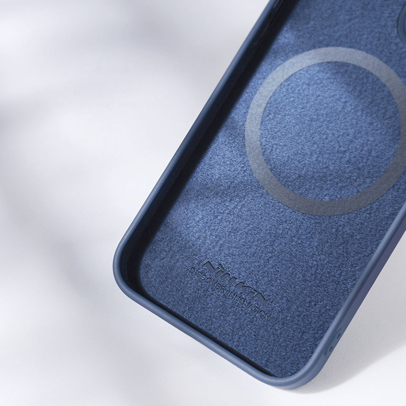 Nillkin CamShield magnetinis silikoninis dėklas iPhone 14 Pro Max magnetinis MagSafe dangtelis su fotoaparato apsauga ža...