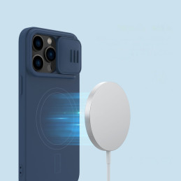Nillkin CamShield magnetinis silikoninis dėklas iPhone 14 Pro Max magnetinis MagSafe dangtelis su fotoaparato apsauga ža...