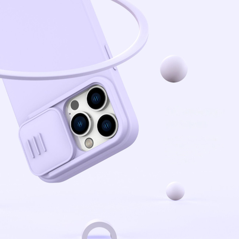 Nillkin CamShield magnetinis silikoninis dėklas iPhone 14 Pro Max magnetinis MagSafe dangtelis su fotoaparato apsauga ža...
