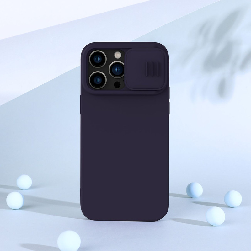 Nillkin CamShield magnetinis silikoninis dėklas iPhone 14 Pro Max magnetinis MagSafe dangtelis su fotoaparato apsauga ža...