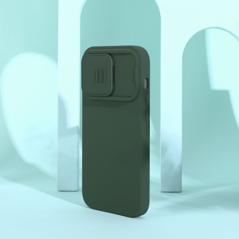 Nillkin CamShield magnetinis silikoninis dėklas iPhone 14 Pro Max magnetinis MagSafe dangtelis su fotoaparato apsauga ža...