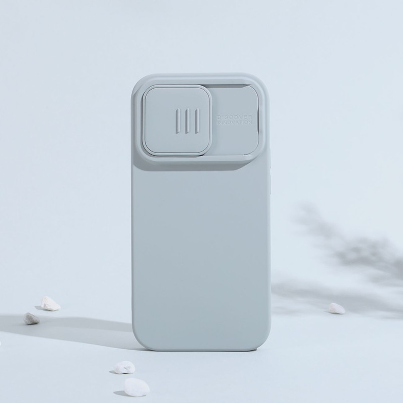 Nillkin CamShield magnetinis silikoninis dėklas iPhone 14 Pro Max magnetinis MagSafe dangtelis su fotoaparato apsauga ža...