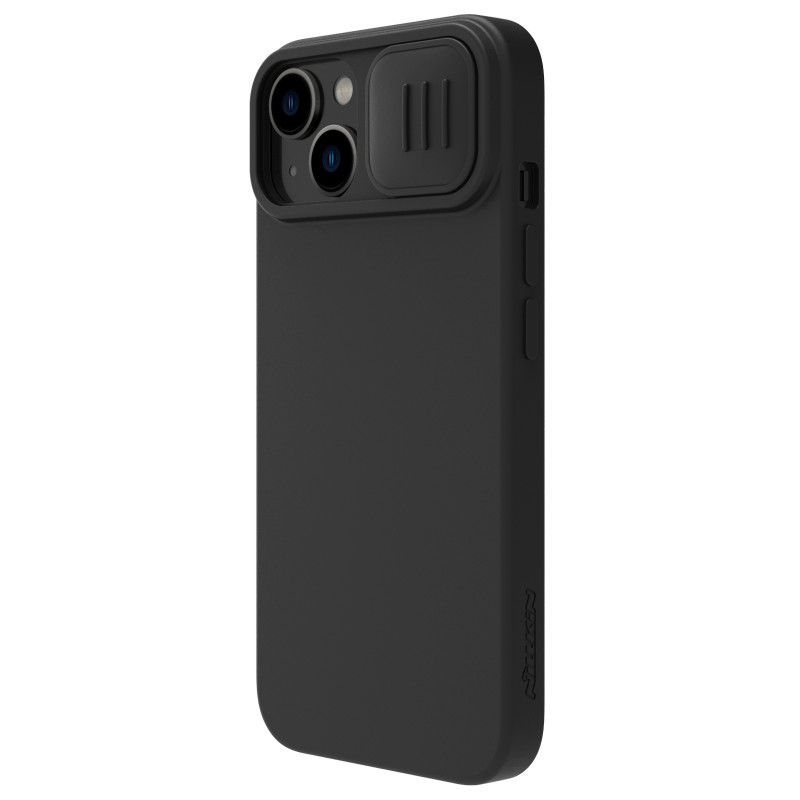 Nillkin CamShield šilkinis silikoninis dėklas iPhone 14 dėklo dangtelis su fotoaparato apsauga juoda
