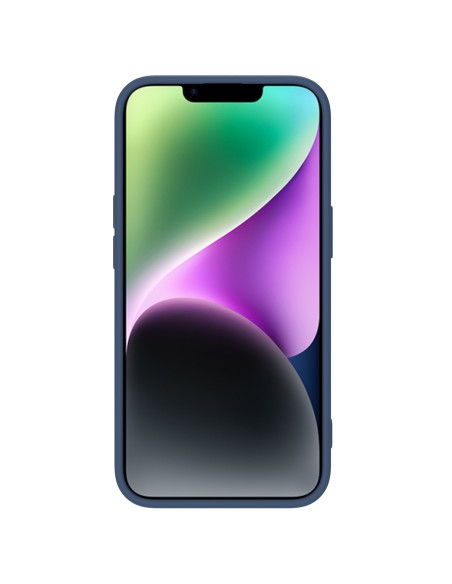 Nillkin CamShield Silky Silicone Case iPhone 14 dėklas su fotoaparato dangteliu mėlynos spalvos Nillkin CamShield Silky Silicone Case iPhone 14 dėklas su fotoaparato dangteliu mėlynos spalvos