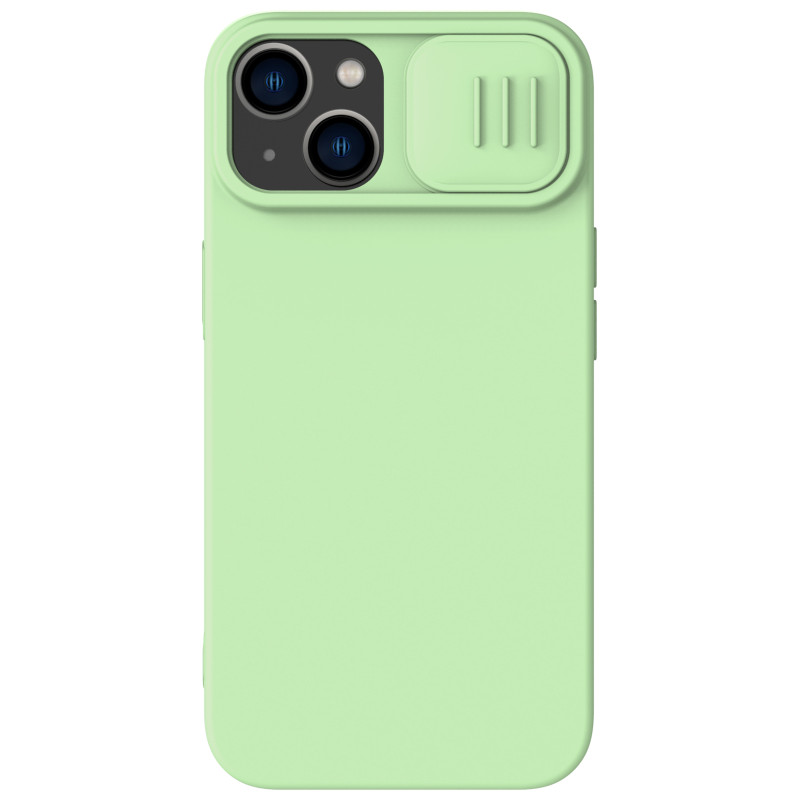 Nillkin CamShield Silky Silicone Case iPhone 14 dėklo dangtelis su fotoaparato dangteliu žalias
