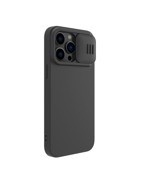 „Nillkin CamShield Silky“ silikoninis dėklas „iPhone 14 Pro“ dėklas su fotoaparato apsauga, juoda