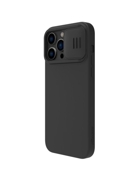 „Nillkin CamShield Silky“ silikoninis dėklas „iPhone 14 Pro“ dėklas su fotoaparato apsauga, juoda
