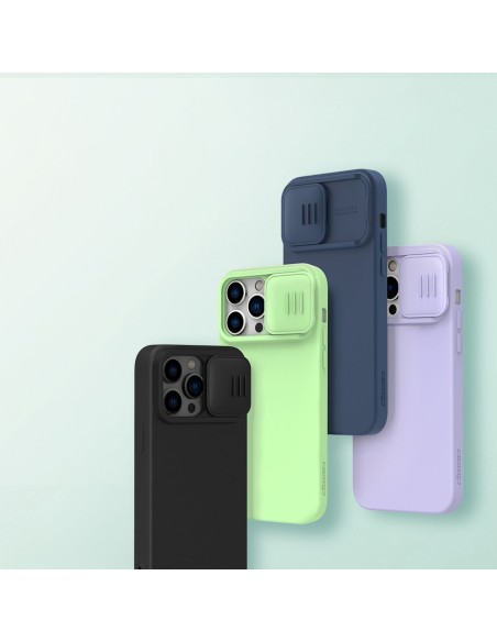 „Nillkin CamShield Silky“ silikoninis dėklas „iPhone 14 Pro“ dėklas su fotoaparato apsauga, juoda