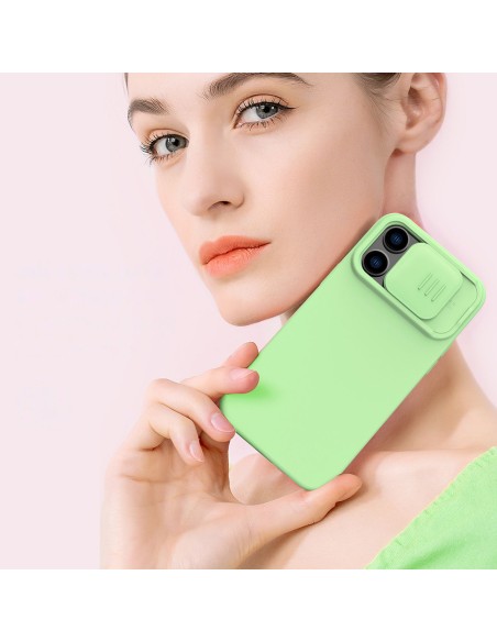 „Nillkin CamShield Silky“ silikoninis dėklas „iPhone 14 Pro“ dėklas su fotoaparato apsauga, juoda