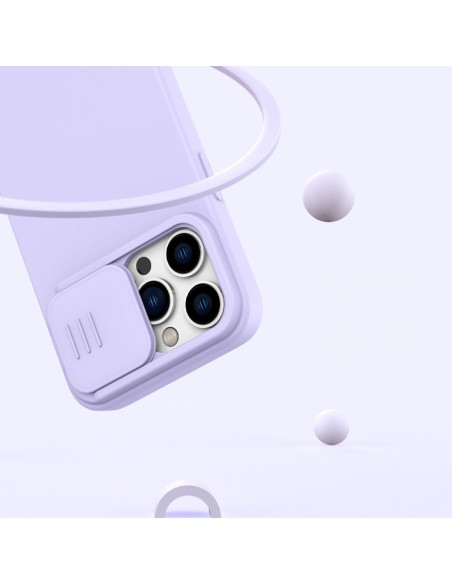„Nillkin CamShield Silky“ silikoninis dėklas „iPhone 14 Pro“ dėklas su fotoaparato apsauga, juoda