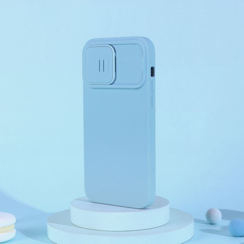 „Nillkin CamShield Silky“ silikoninis dėklas „iPhone 14 Pro“ dėklas su fotoaparato apsauga, juoda