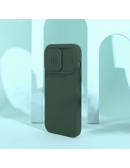 „Nillkin CamShield Silky“ silikoninis dėklas „iPhone 14 Pro“ dėklas su fotoaparato apsauga, juoda