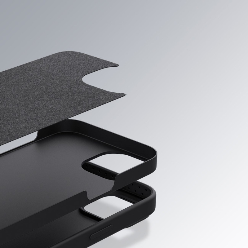 „Nillkin CamShield Silky“ silikoninis dėklas „iPhone 14 Pro“ dėklas su fotoaparato apsauga, juoda