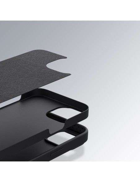 „Nillkin CamShield Silky“ silikoninis dėklas „iPhone 14 Pro“ dėklas su fotoaparato apsauga, juoda