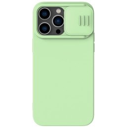 Nillkin CamShield Silky Silicone Case iPhone 14 Pro dėklas su fotoaparato dangteliu žalias