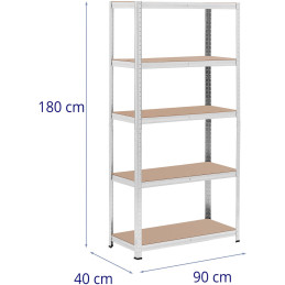 Metalinis stelažas su 5 lentynomis 875 kg 90 x 40 x 180 cm pilka 2 vnt.