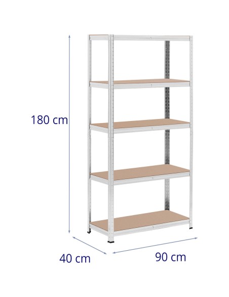 Metalinis stelažas su 5 lentynomis 875 kg 90 x 40 x 180 cm pilka 2 vnt. Metalinis stelažas su 5 lentynomis 875 kg 90 x 40 x 180 cm pilka 2 vnt.