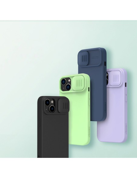 Nillkin CamShield Silky Silicone Case iPhone 14 Plus dėklas su fotoaparato apsauga mėlyna