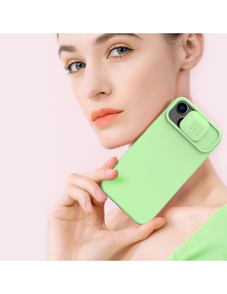 Nillkin CamShield Silky Silicone Case iPhone 14 Plus dėklas su fotoaparato apsauga mėlyna