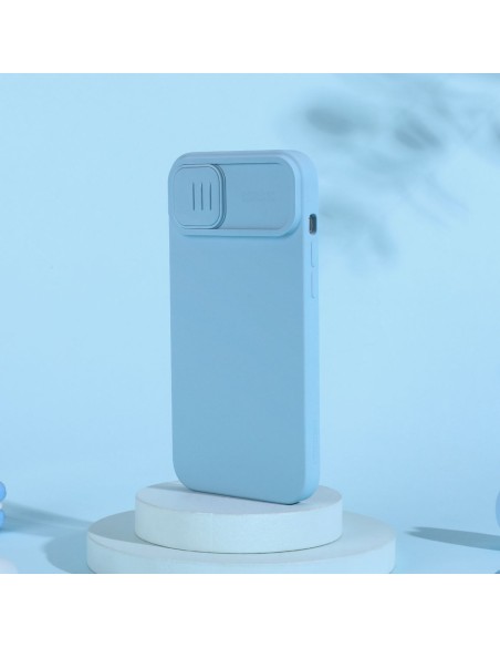 Nillkin CamShield Silky Silicone Case iPhone 14 Plus dėklas su fotoaparato apsauga mėlyna