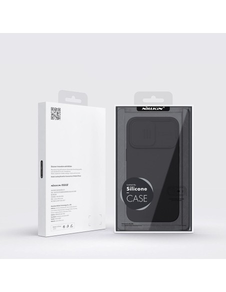 „Nillkin CamShield Silky“ silikoninis dėklas „iPhone 14 Pro Max“ dėklas su fotoaparato apsauga, juoda „Nillkin CamShield Silky“ silikoninis dėklas „iPhone 14 Pro Max“ dėklas su fotoaparato apsauga, juoda