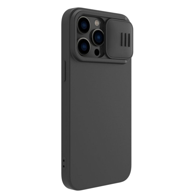 „Nillkin CamShield Silky“ silikoninis dėklas „iPhone 14 Pro Max“ dėklas su fotoaparato apsauga, juoda